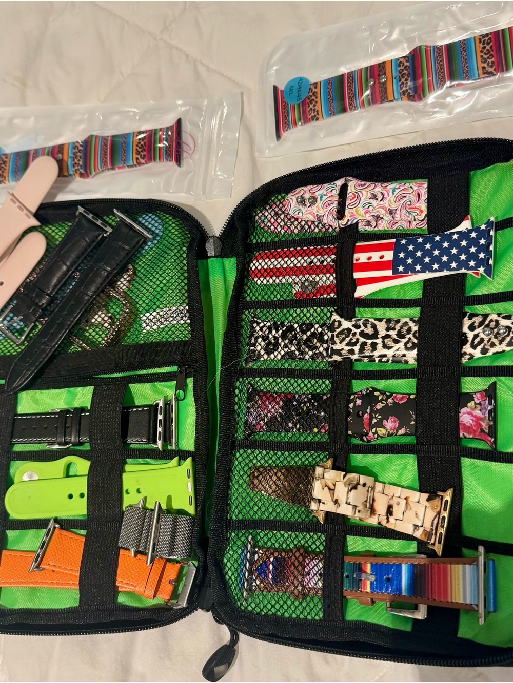 Interchangeable Multi-Pattern Watch Bands and Organizer Set - most never worn.